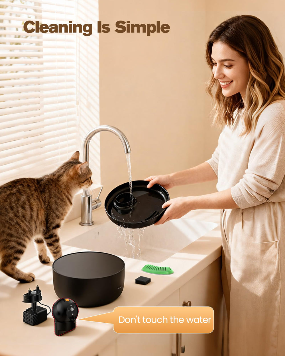 GOOIFUN bebedero con modo sensor para beber cuando la mascota se acerca.