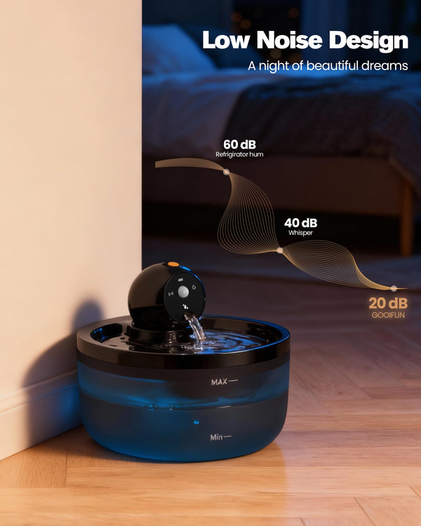 GOOIFUN bebedero con motor silencioso para dormir sin ruidos.