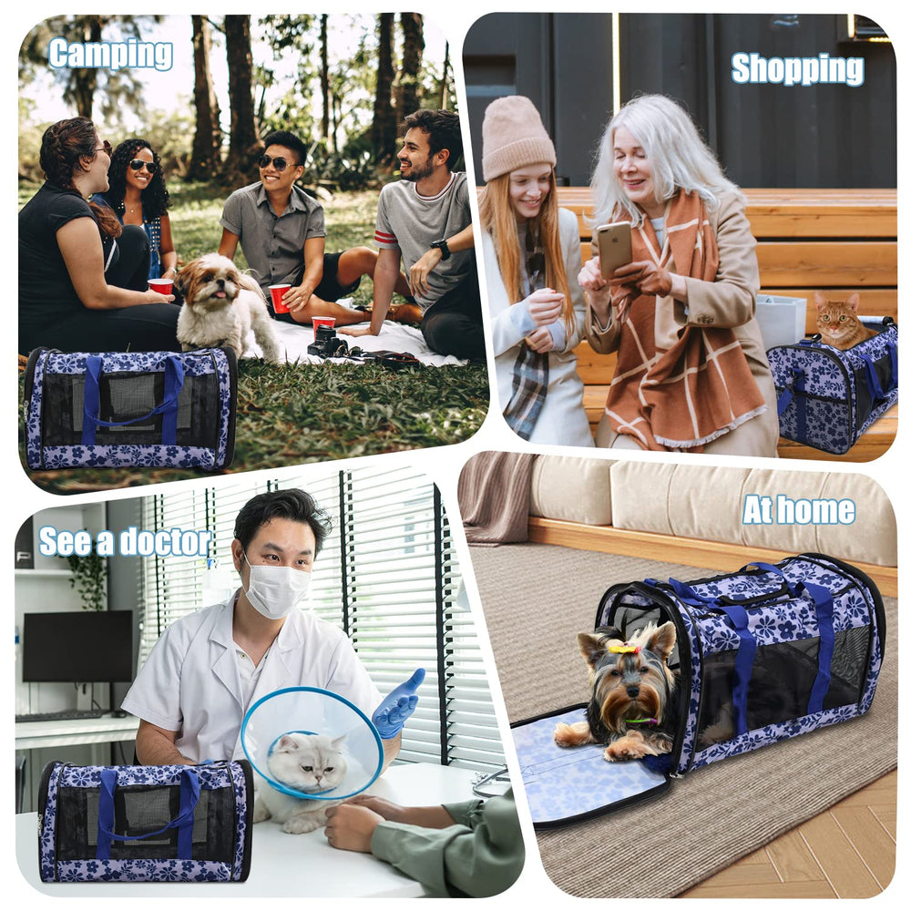 GoOPAWS transportin diseno azul floral ideal para mascotas pequenas