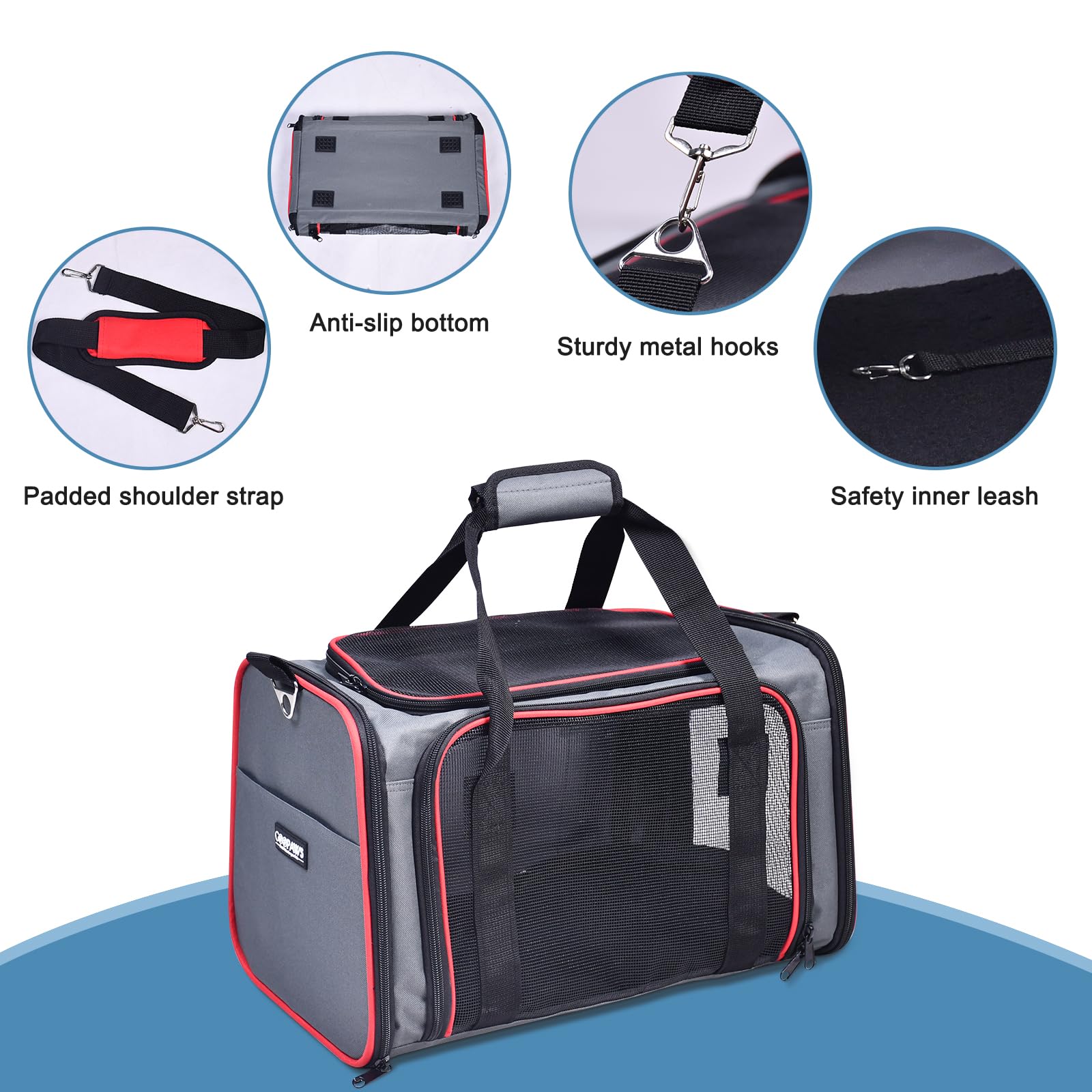 GOOPAWS transportín para coche con correa ajustable facilita viajar.