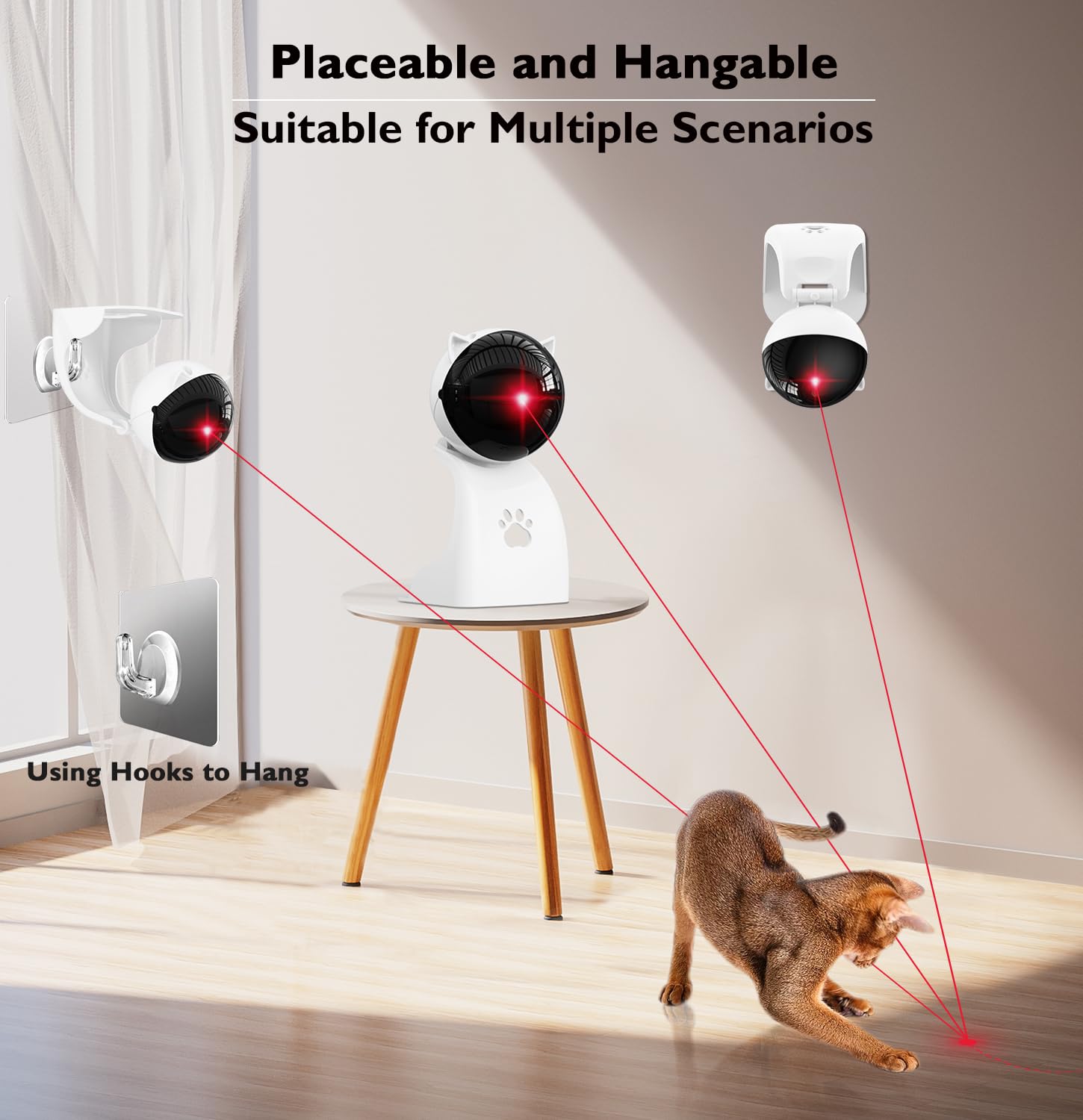 Goopow puntero-laser con ángulo ajustable para dirigir el juego hacia suelo o pared.