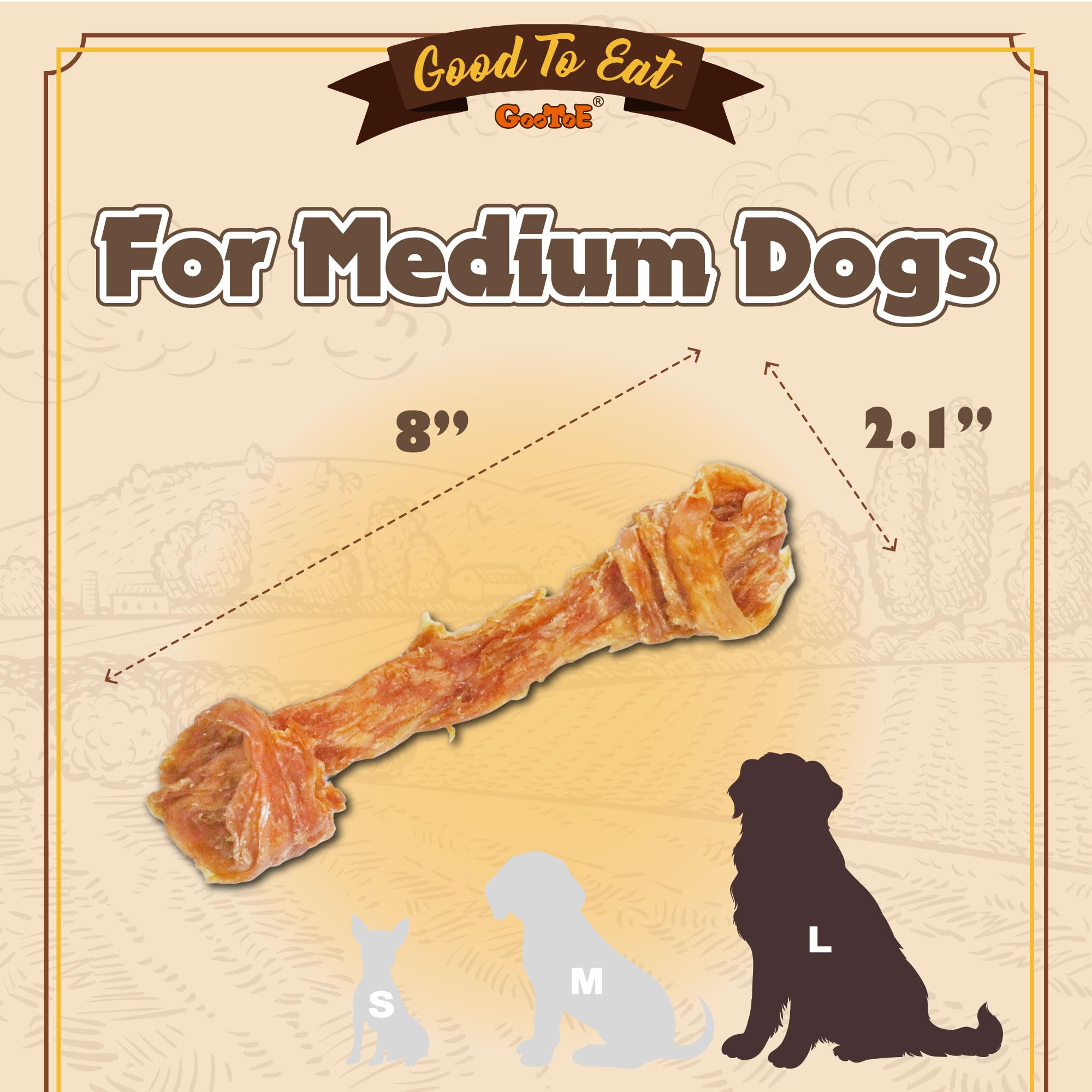 Gootoe masticación prolongada con tendones de pavo para perros activos.
