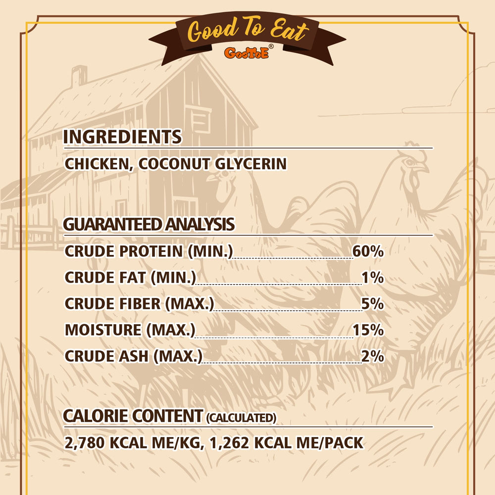 Gootoe palitos de pollo sin granos, aptos para dietas sensibles.