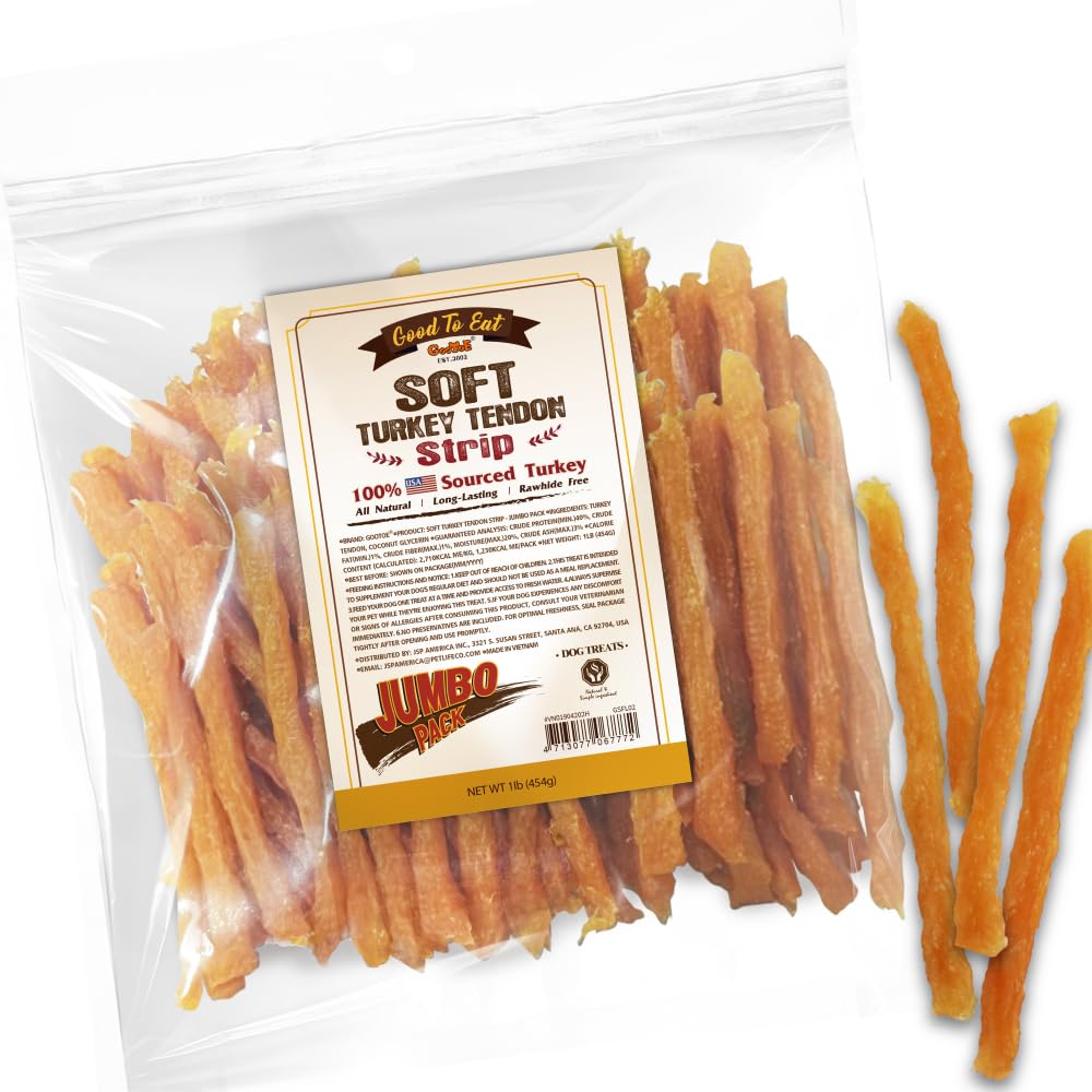 Gootoe Tendones de pavo suaves 1 lb, recompensa ideal para perros pequeños