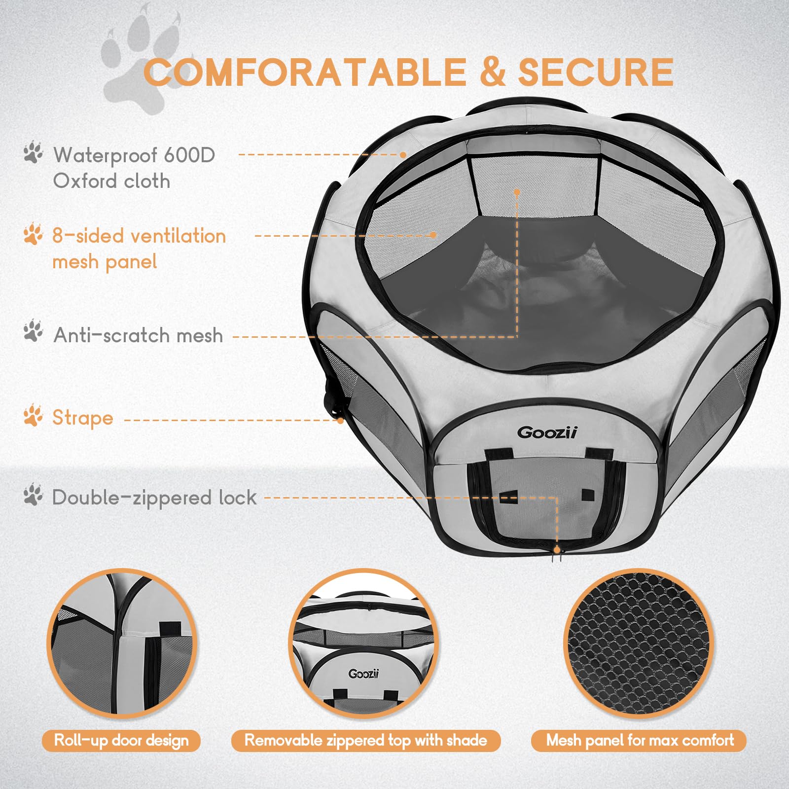 Goozii corral para mascotas con transporte y almacenamiento en coche