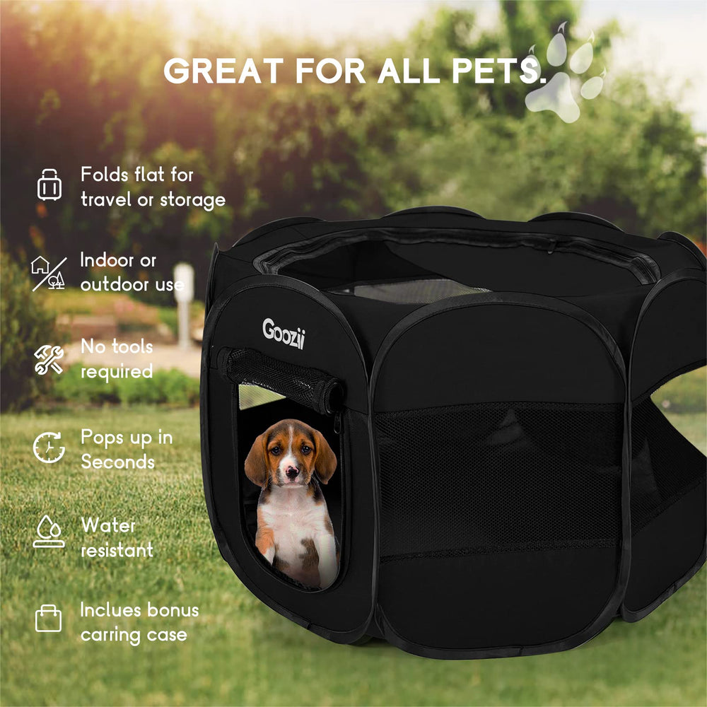 Goozii corral para perros medianos en interior, diseño espacioso para descanso y juego.