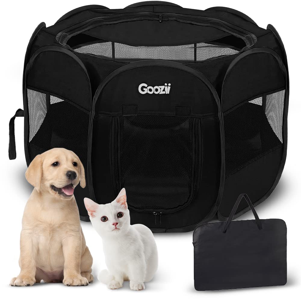 Goozii corral plegable para perros, uso interior y exterior, espacio seguro para jugar.