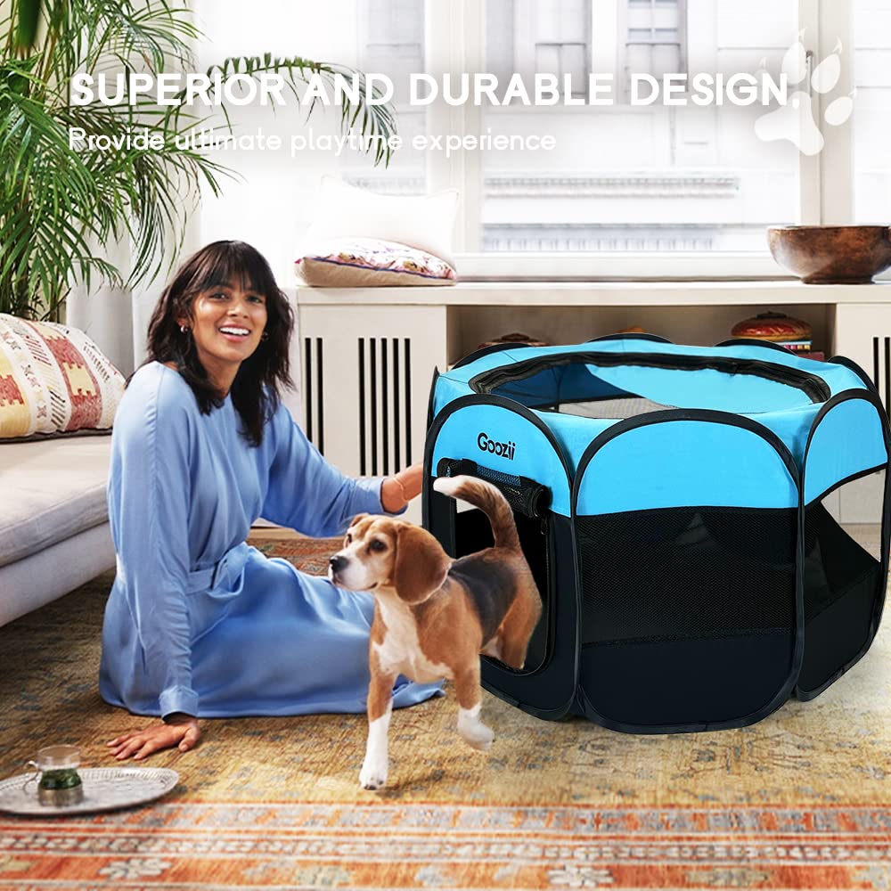 Goozii jaula de juego para perros portátil, malla transpirable para ventilación