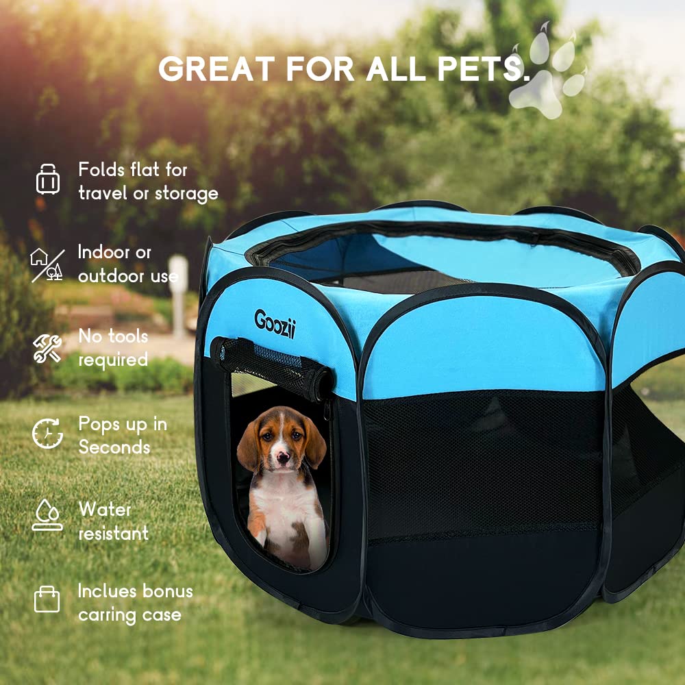 Goozii jaula de juego para perros portátil, puerta con cremallera facilita entrada y salida