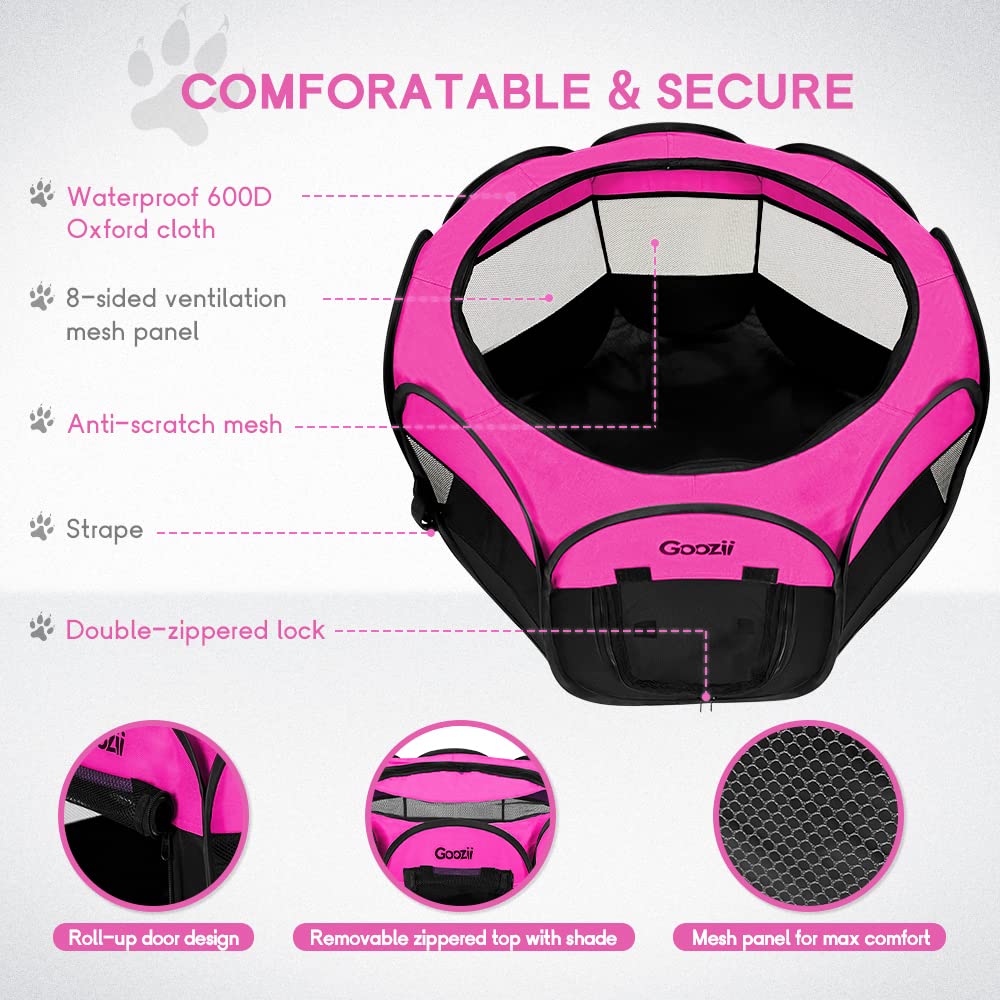 Goozii jaula plegable con tapa superior para mayor protección.