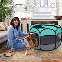 Goozii parque de gatos con malla para buena ventilación.