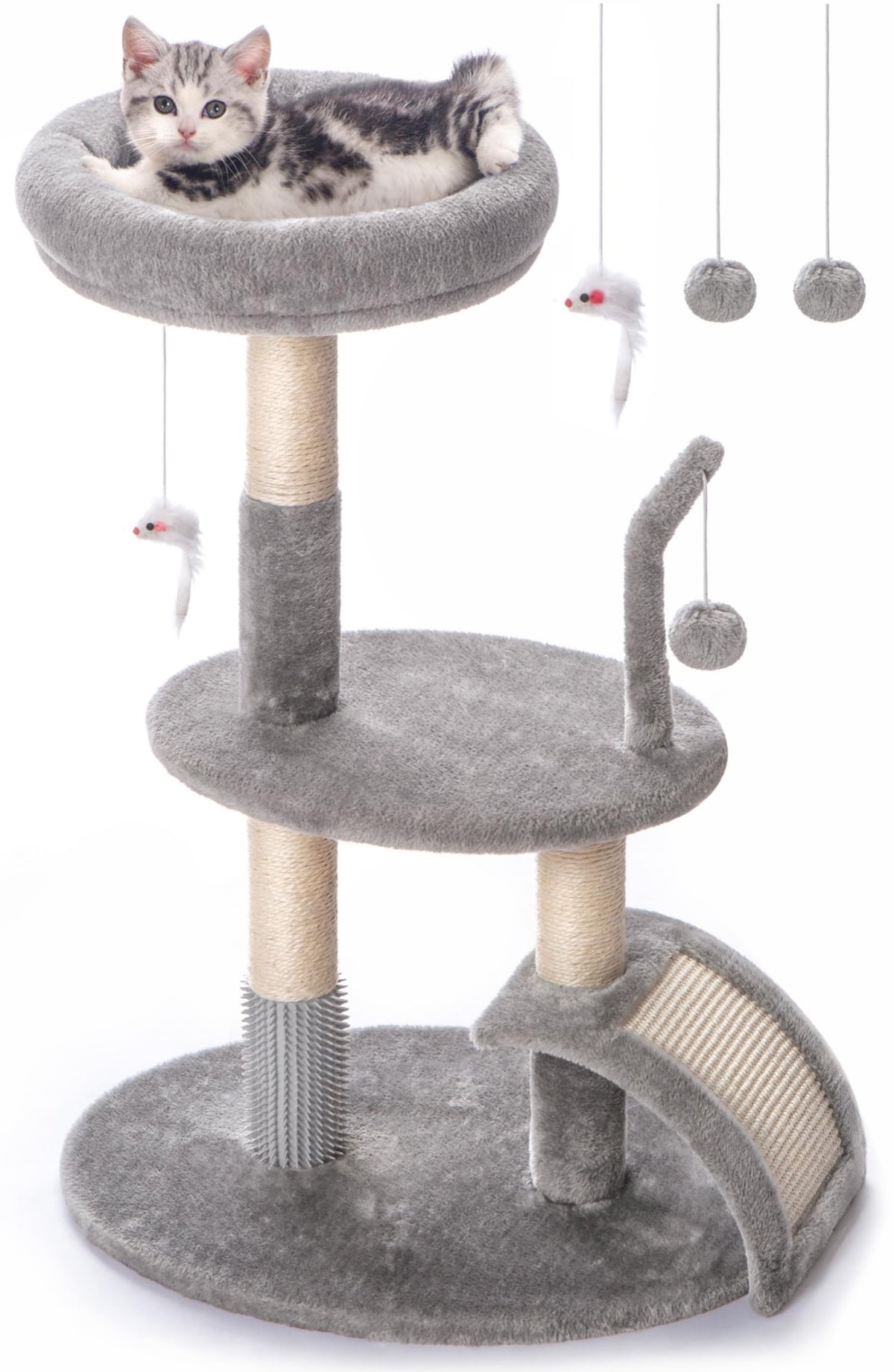 Goozii torre grande para gatos con poste de rascar, ideal para ejercicio diario.