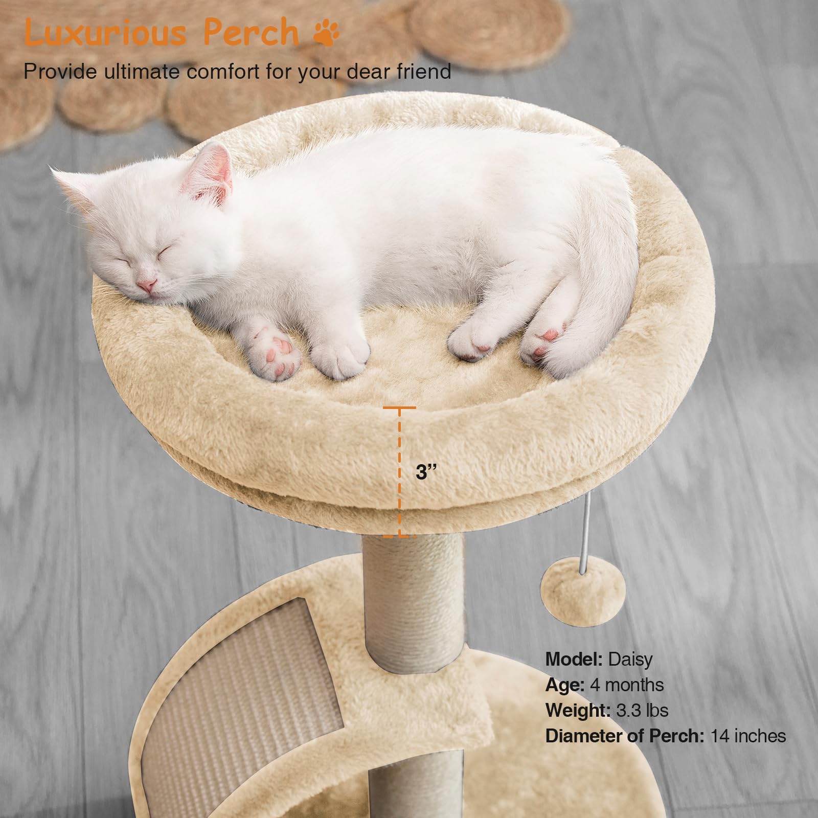 Goozii torre gatos juguete bola colgante, diversión segura.