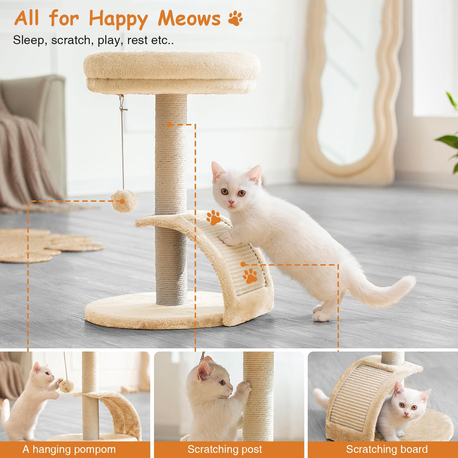Goozii torre gatos juguete ratón colgante, juego interactivo.