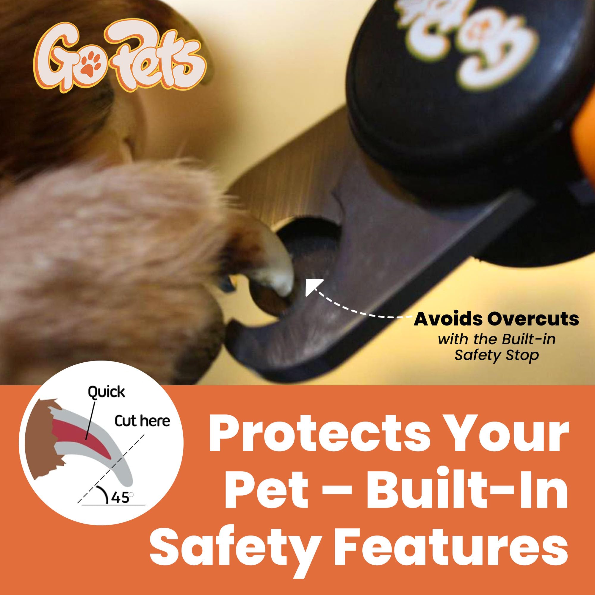 GoPets bloqueo de seguridad mantiene las cuchillas cerradas cuando no se usan.