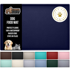 Almohadilla Gorilla Grip para mascotas, color azul marino, protege el suelo durante la comida.