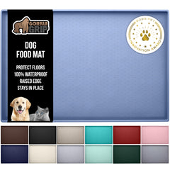 GORILLA GRIP bandeja-alimento-perros-gatos azul 23x15 protege el suelo durante la comida