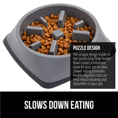 Tazón Gorilla Grip apto para todo tipo de comida y fácil de limpiar.