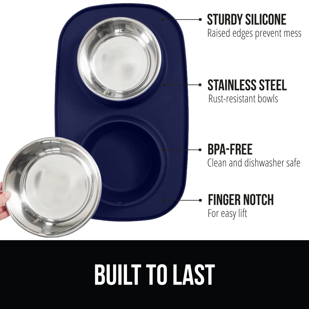 GORILLA GRIP: comederos de acero inoxidable de 2 tazas, duraderos y fáciles de limpiar.