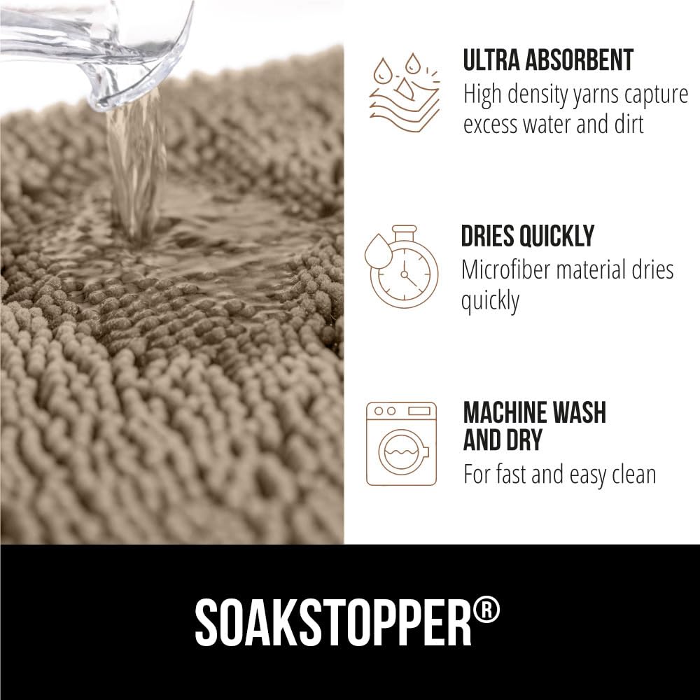 GORILLA GRIP SOAKSTOPPER: chenille suave que seca rápidamente los pies