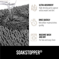 Chenille suave de Gorilla Grip SoakStopper brinda pisadas cómodas y secado rápido.