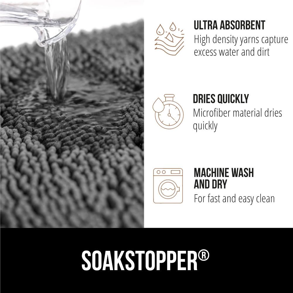 GORILLA GRIP SOAKSTOPPER lavable a máquina y resistente a la decoloración.