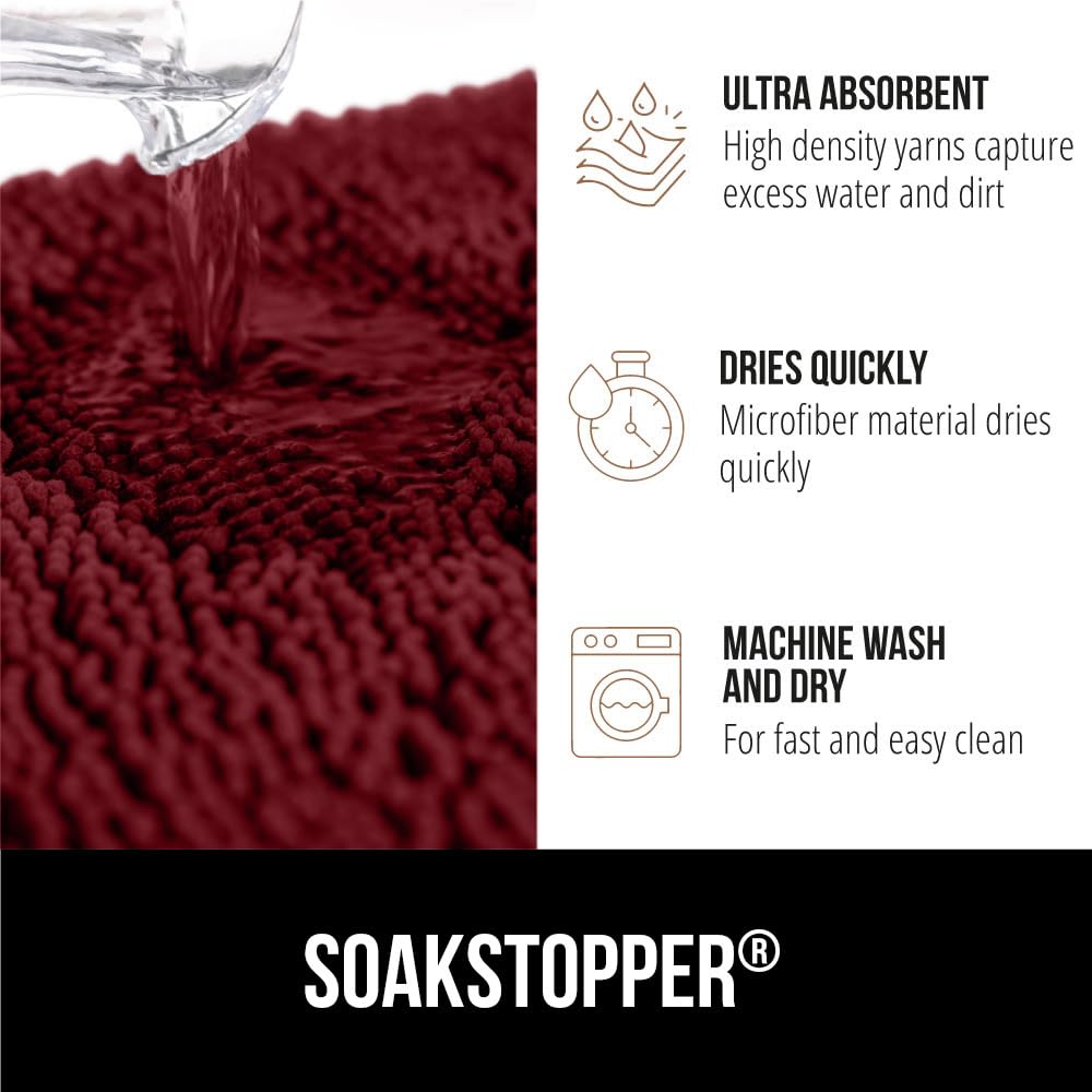 GORILLA GRIP SOAKSTOPPER tacto-suave-chenille: acolchado cómodo para pisar.