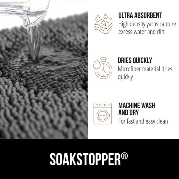 GORILLA GRIP SoakSTOPPER: tapete chenille densa, cómodo bajo los pies