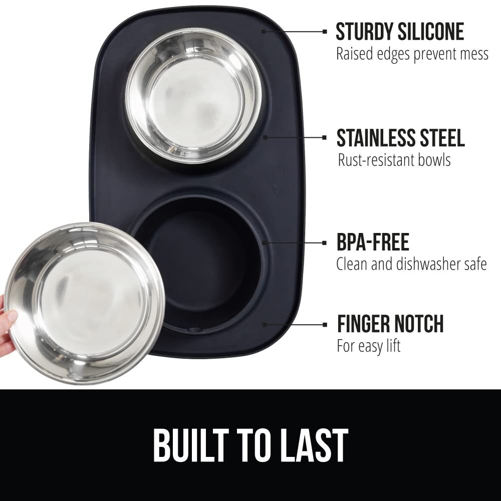 GORILLA GRIP tazones acero inoxidable 2 tazas para mascotas.