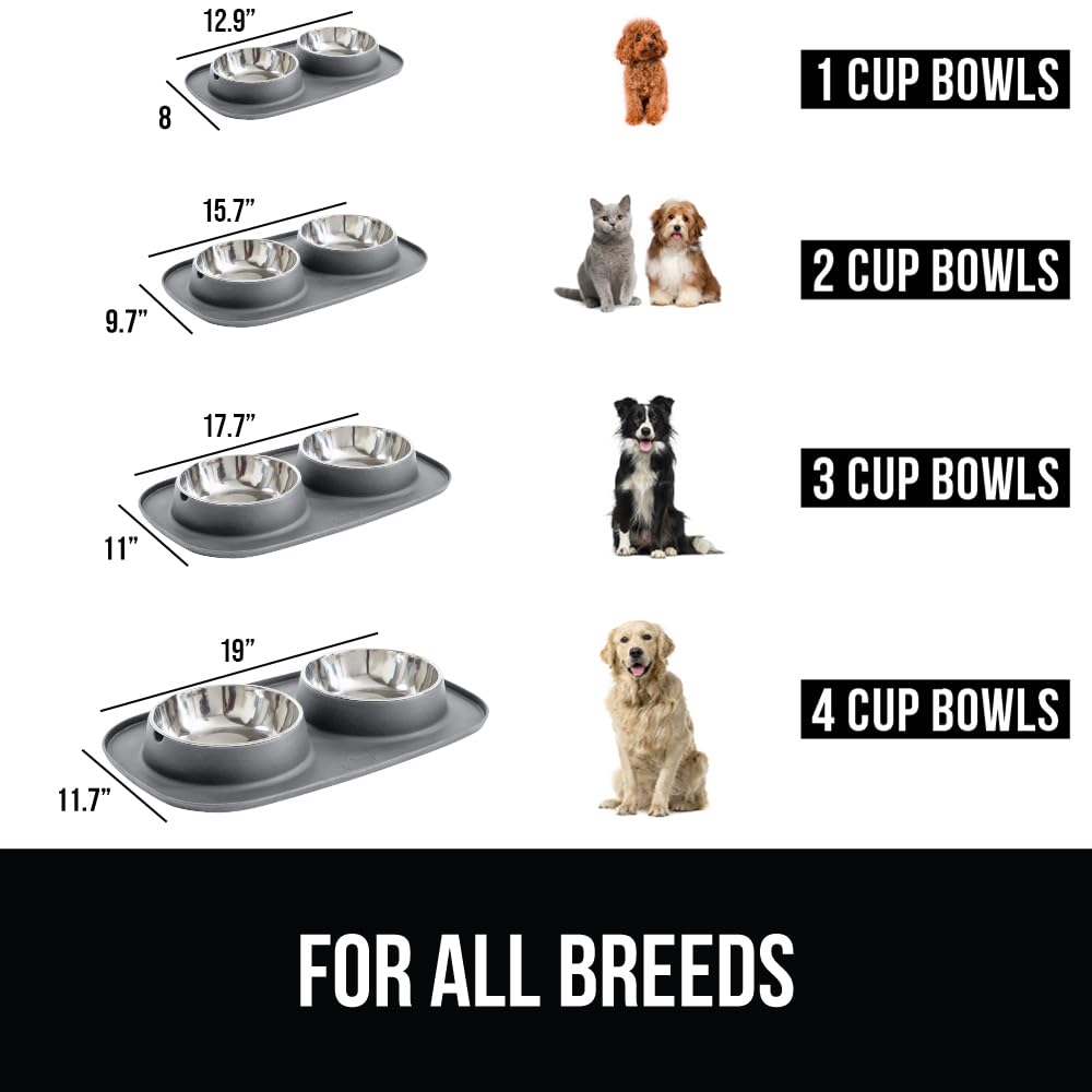GORILLA GRIP: tazones acero inoxidable 6 tazas para mascotas grandes.