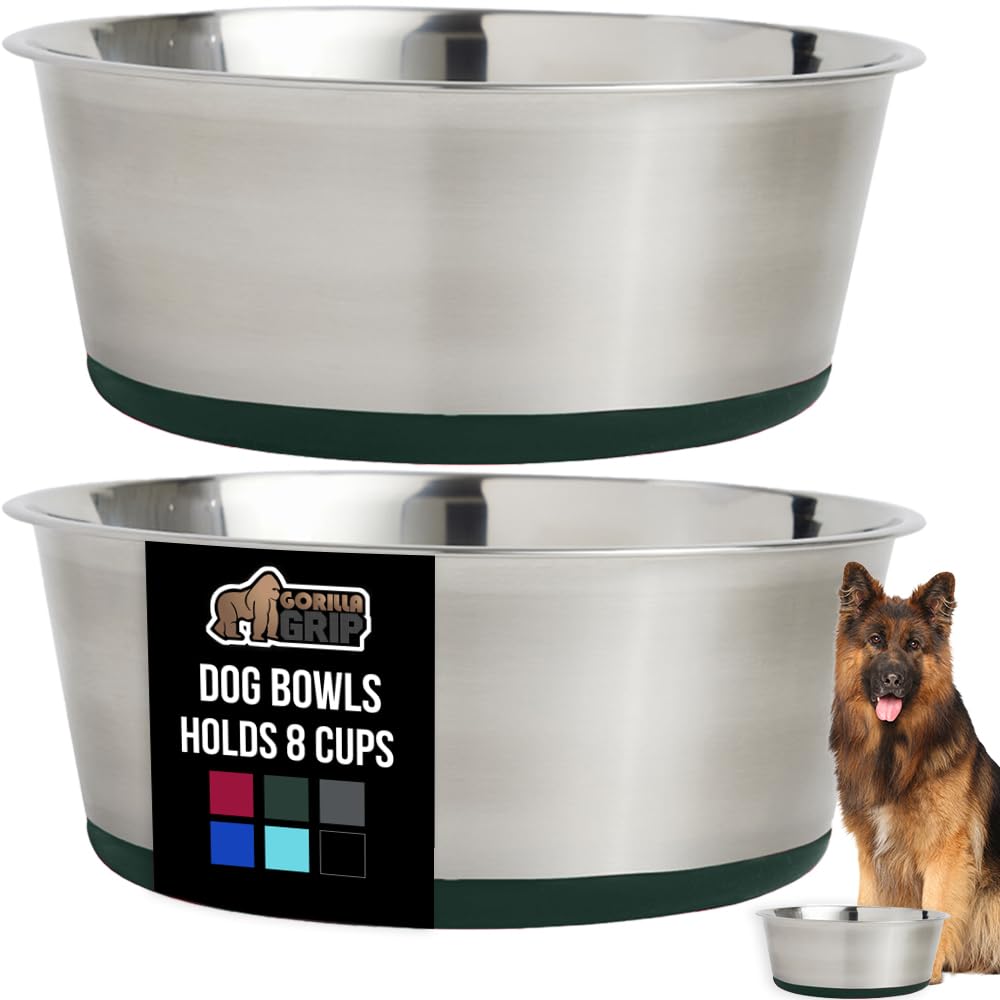 Tazones Gorilla Grip dobles para perros y gatos, 8 tazas, fáciles de limpiar.
