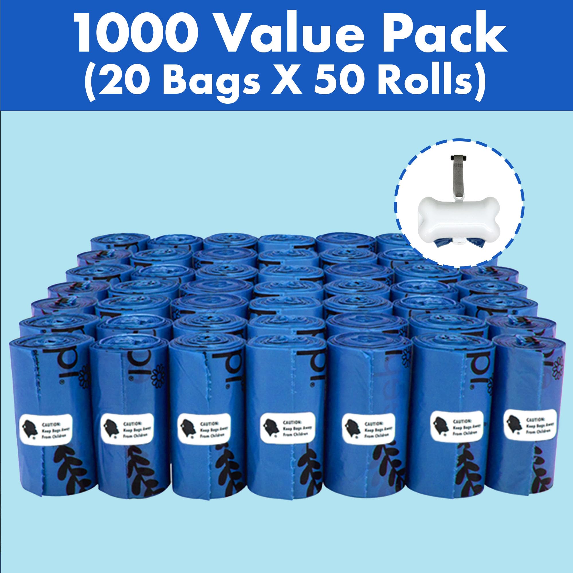 GORILLA SUPPLY bolsas para perro 1000 unidades en color azul.