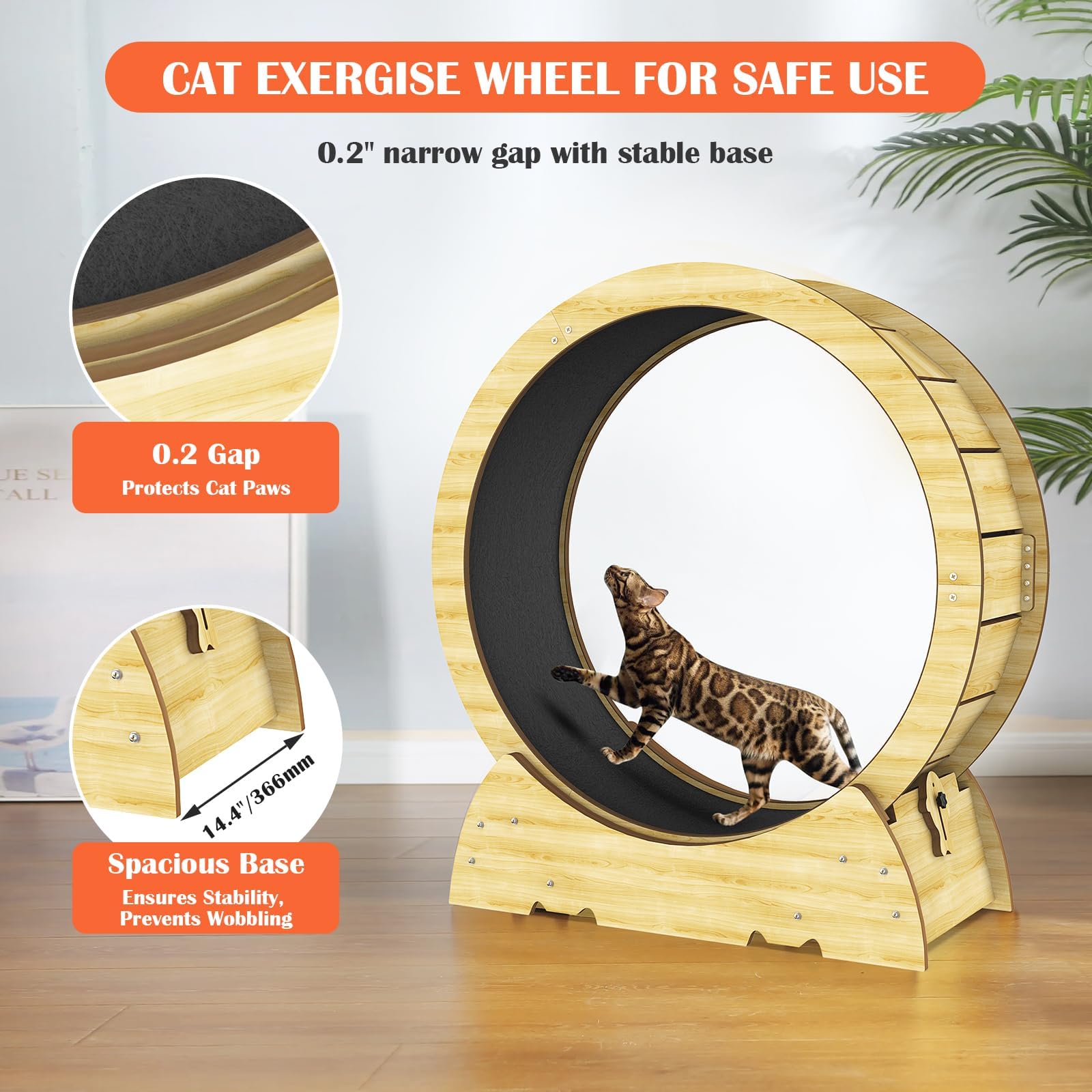 Detalle de madera maciza de Gornoxblif, estabilidad para gatos activos.