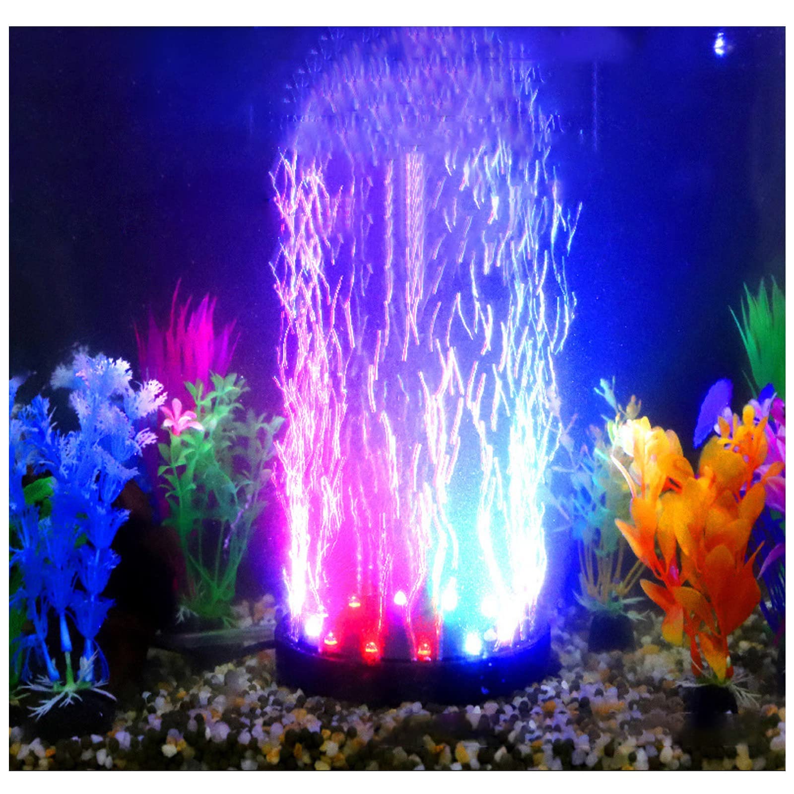 Gouccpu luz de burbujas para acuario con disco de aire, iluminación suave decorativa.