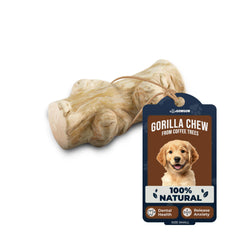 GOWGOW Real Gorilla Chew Toy en madera de café para limpieza dental natural.