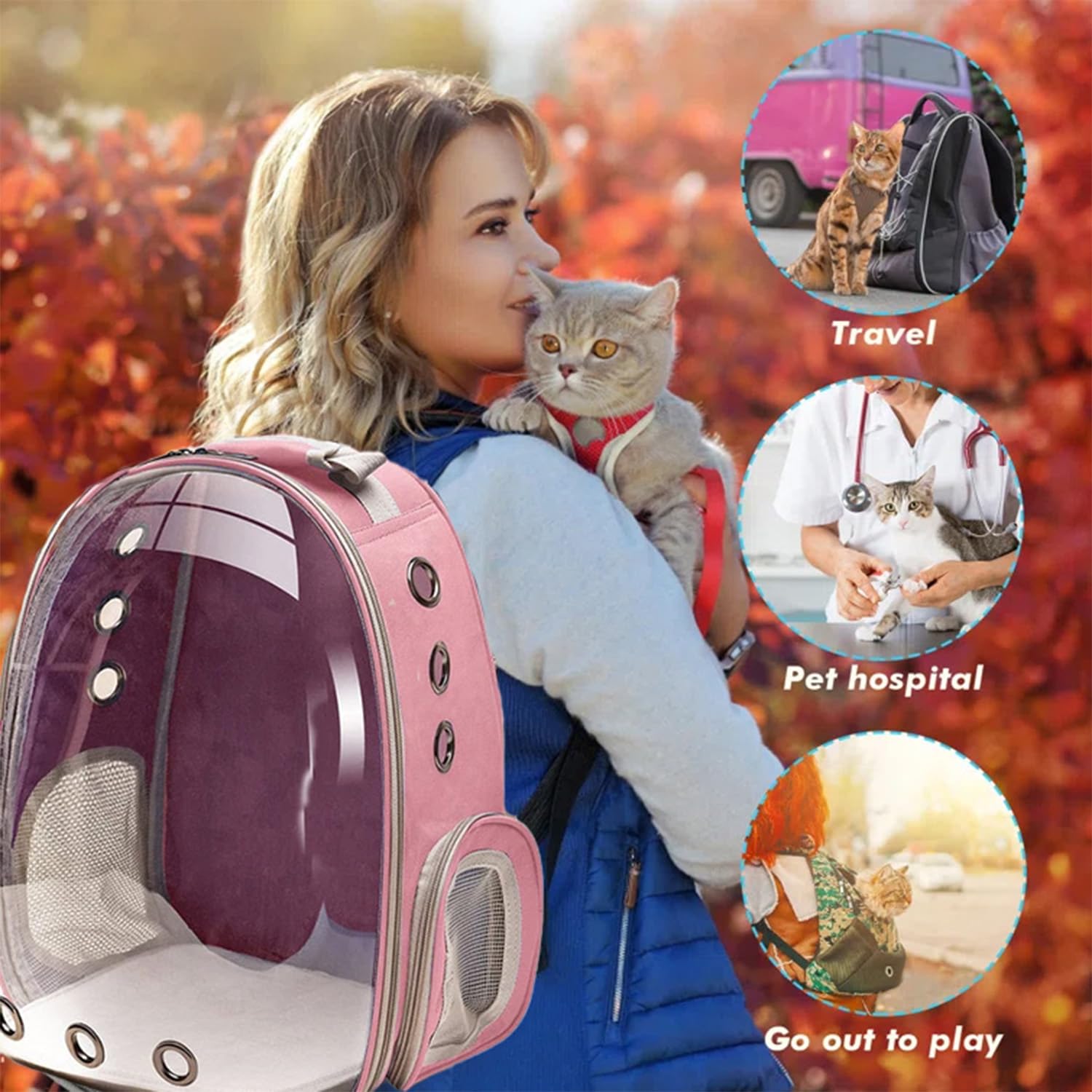 Goxeon mochila gato hombros ajustables: confort durante caminatas.
