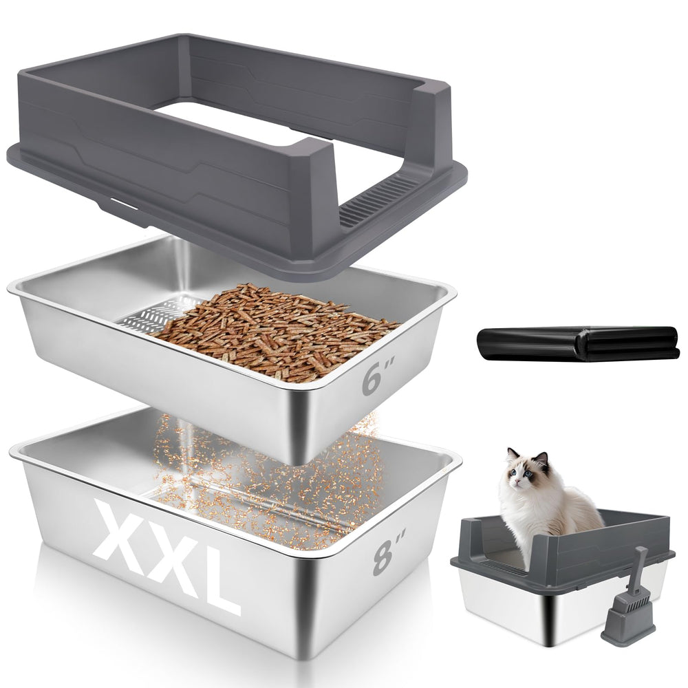 GOYJOY caja arena acero inoxidable, vista superior, limpieza fácil y duradera