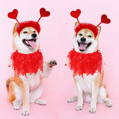 Collar GOYOSWA para perro con lazos rojos y corazones, perfecto para celebraciones.