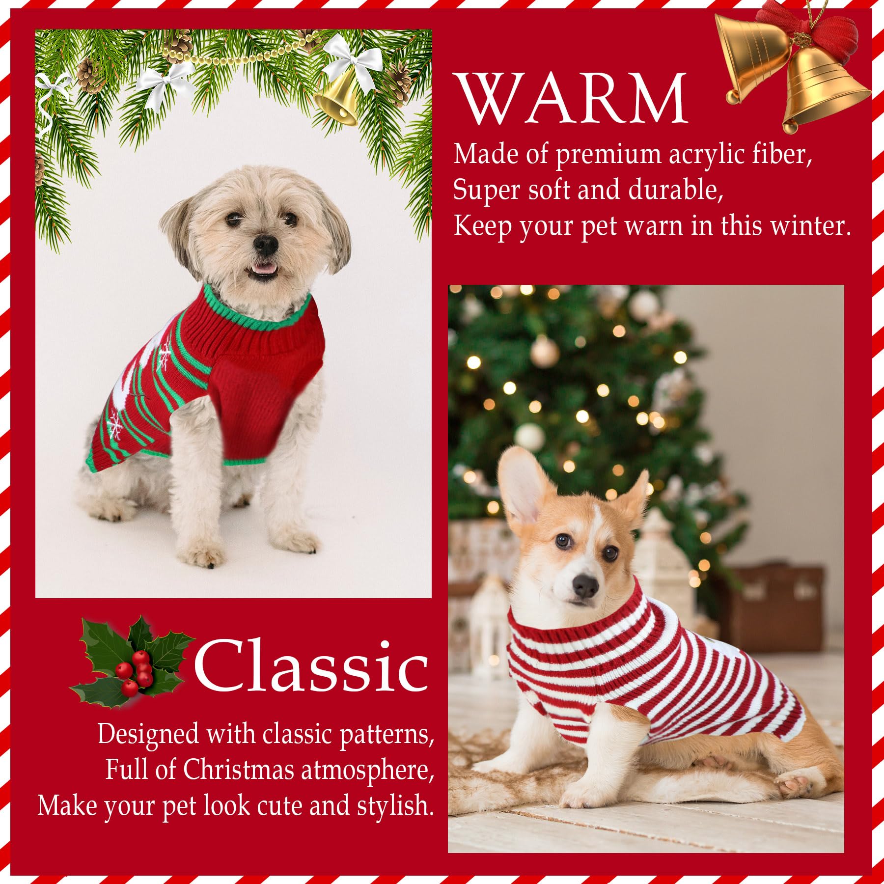 GOYOSWA paquete de suéteres navidad para perros, múltiples estilos para ocasiones.
