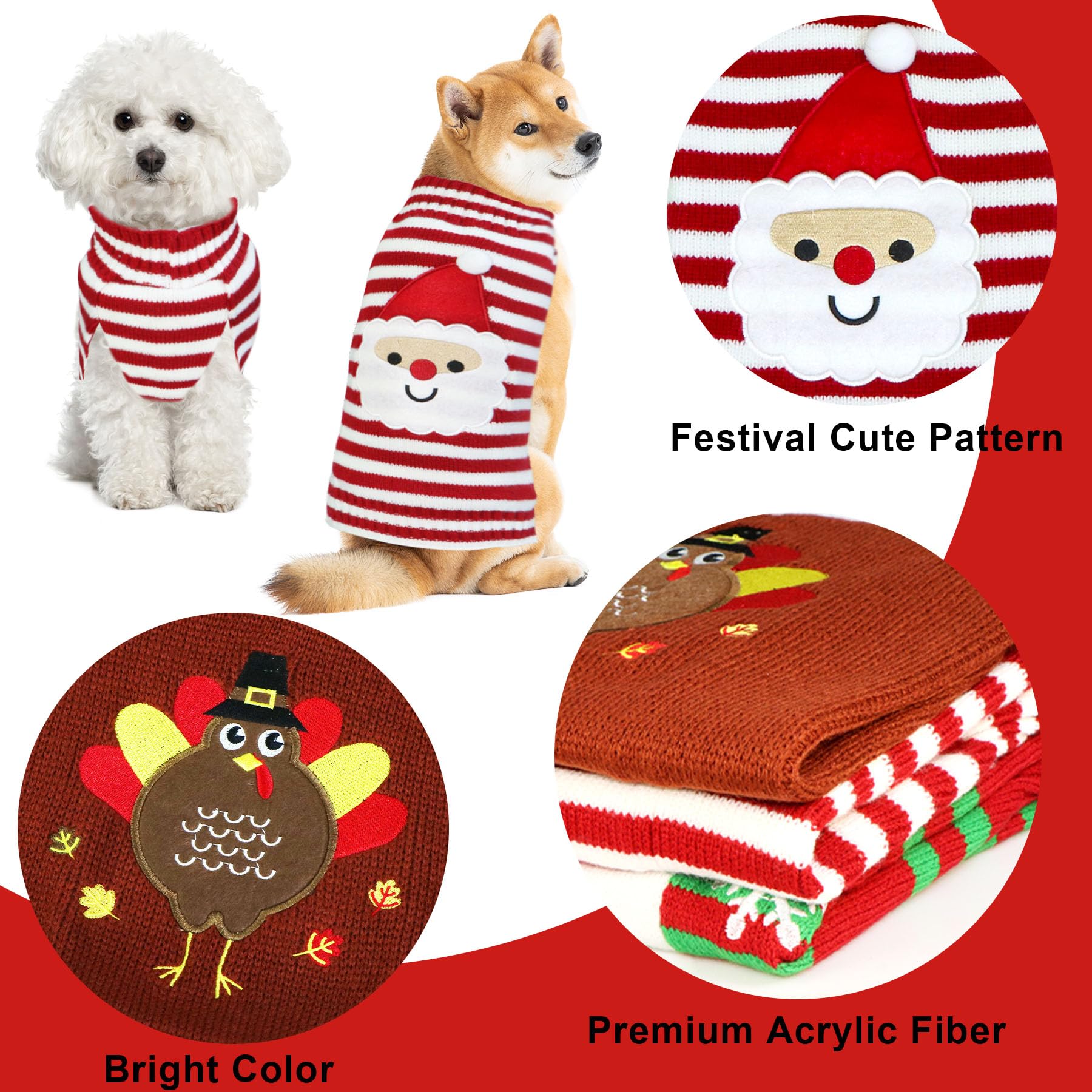 GOYOSWA conjunto de tres suéteres para perros, opción versátil para estilos festivos.