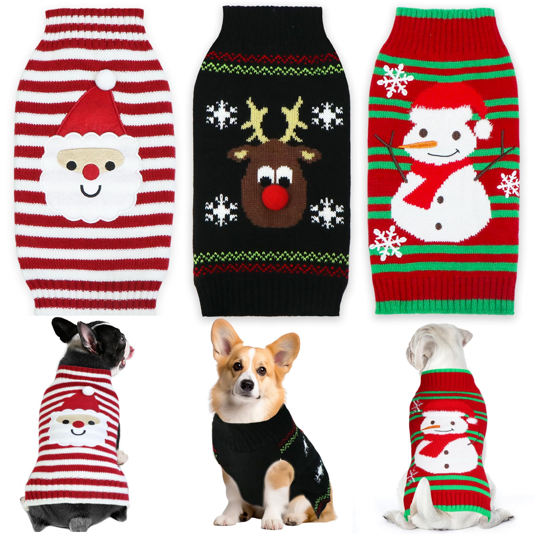 GOYOSWA suéter navideño para perro con Santa, cálido y cómodo para invierno.