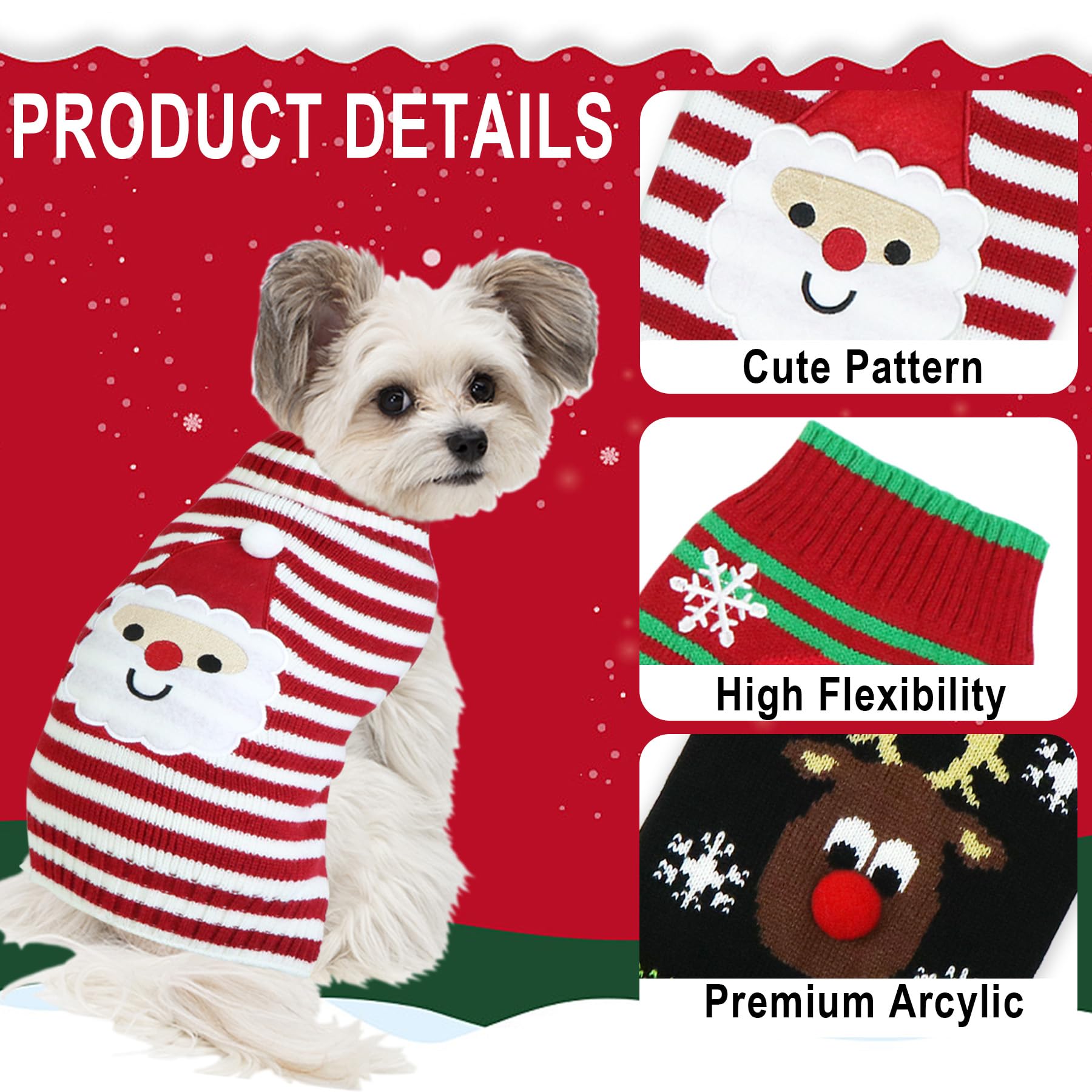 GOYOSWA suéter navidad perro muñeco de nieve, tejido suave para invierno.