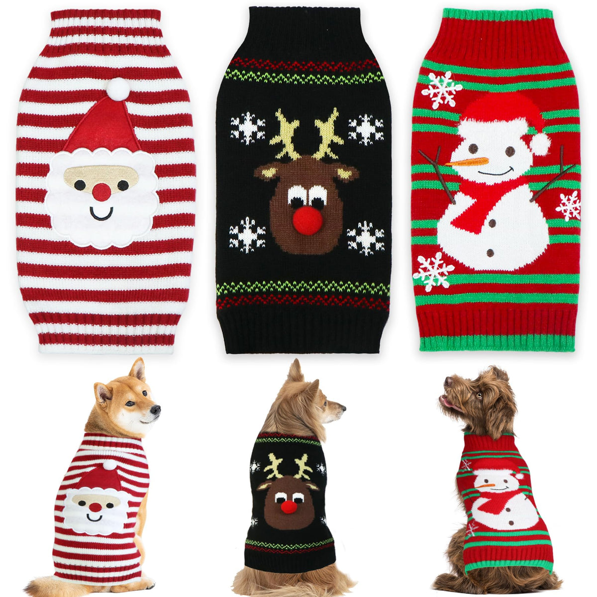 GOYOSWA suéter navidad perro Santa, abrigo cálido para días fríos.