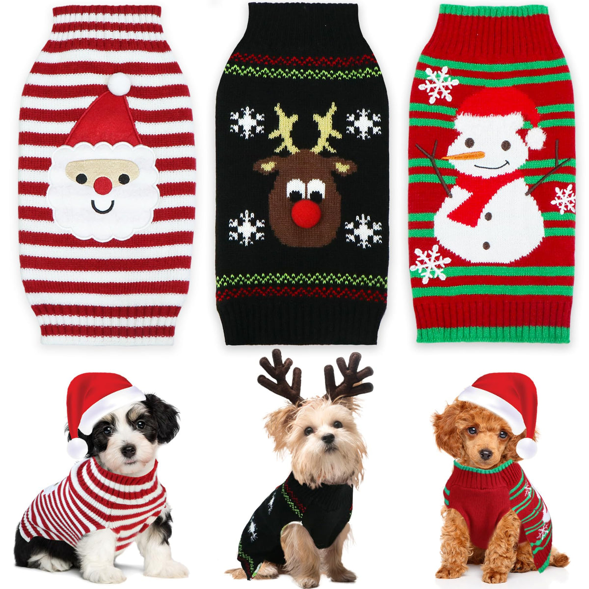 GOYOSWA suéter perro Santa patrón, ideal para fotos festivas y mantener al can caliente.
