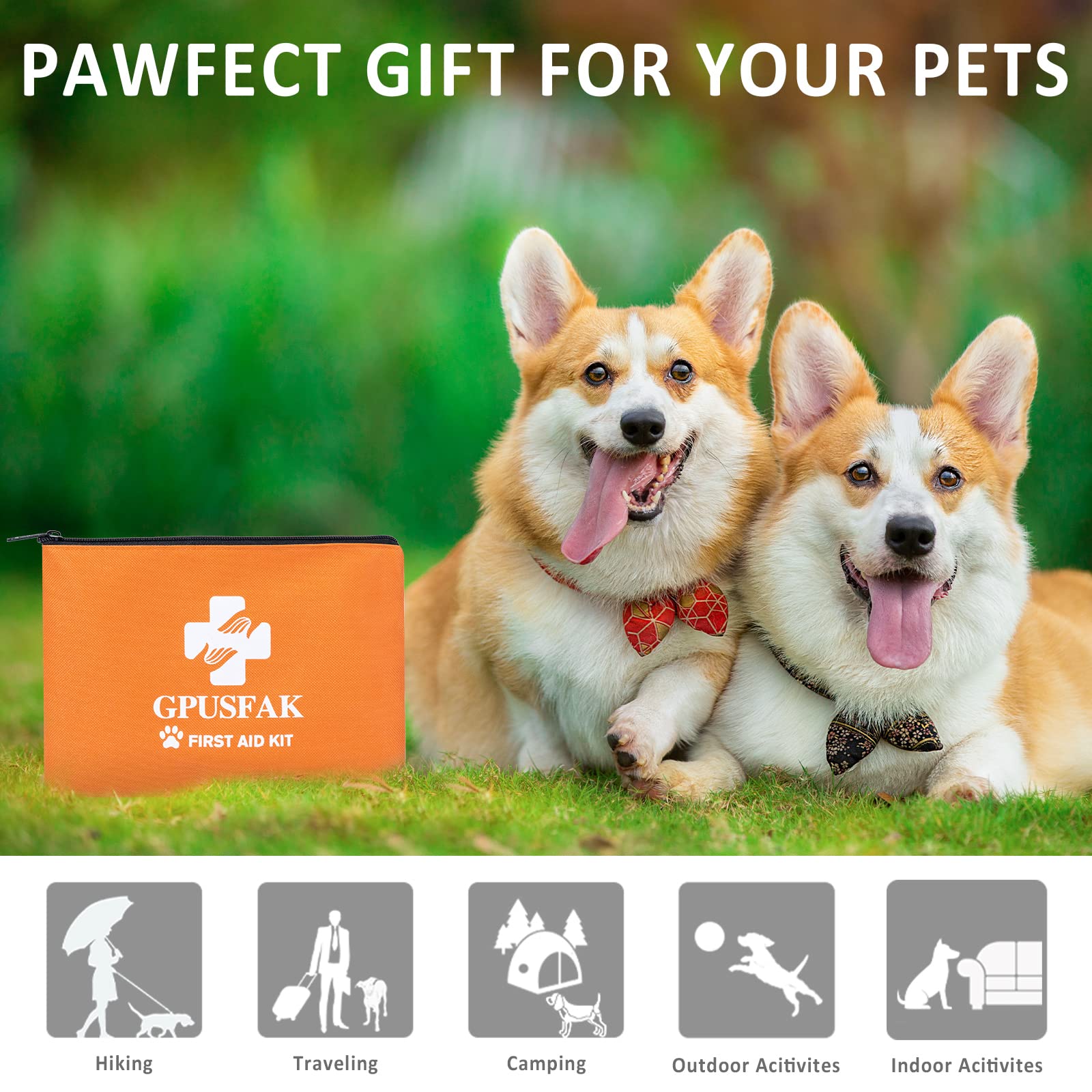 GPUSFAK kit primeros auxilios perros actividades viajes: perfecto para paseos y vacaciones.
