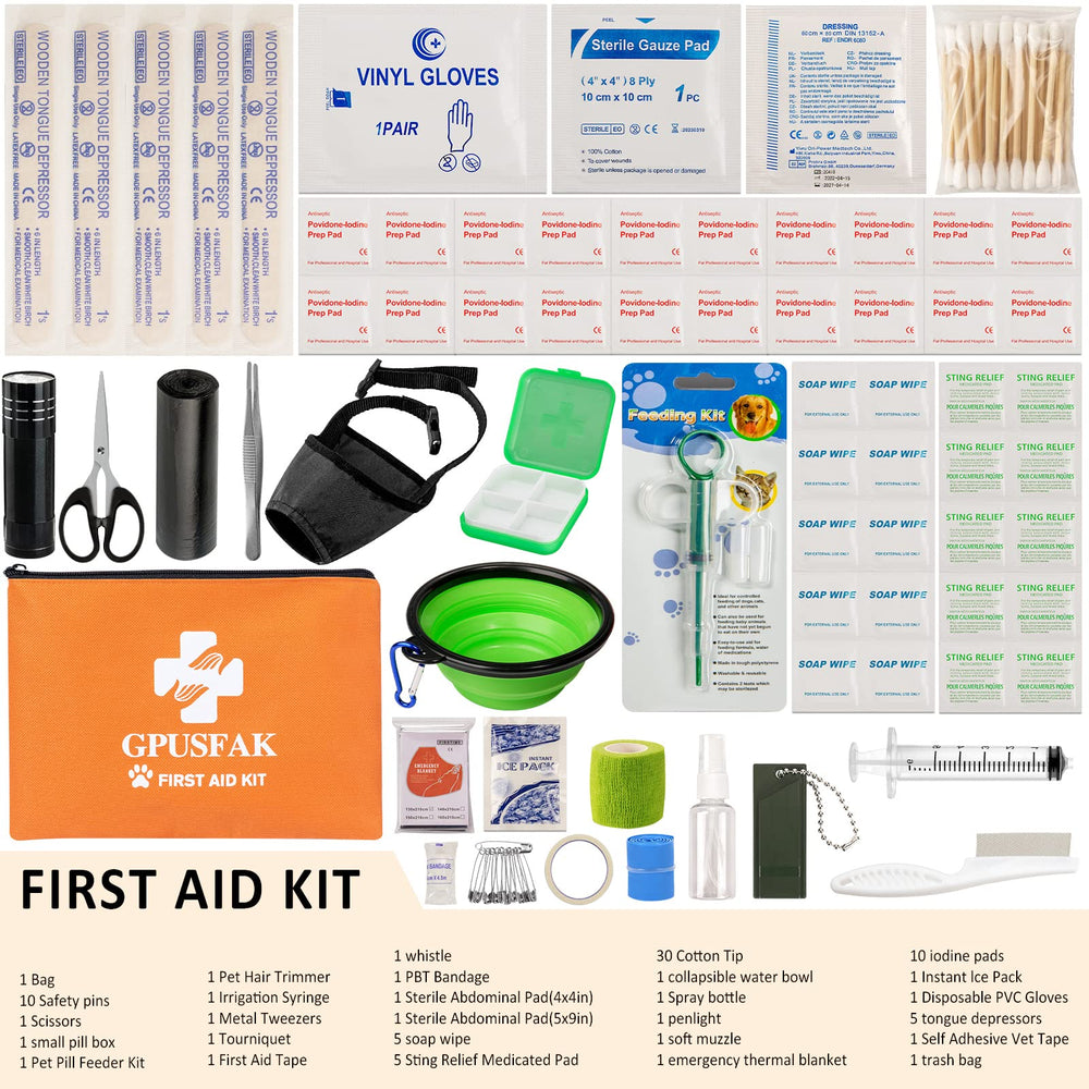 GPUSFAK kit primeros auxilios perros emergencia coche: listo para salidas en carretera.