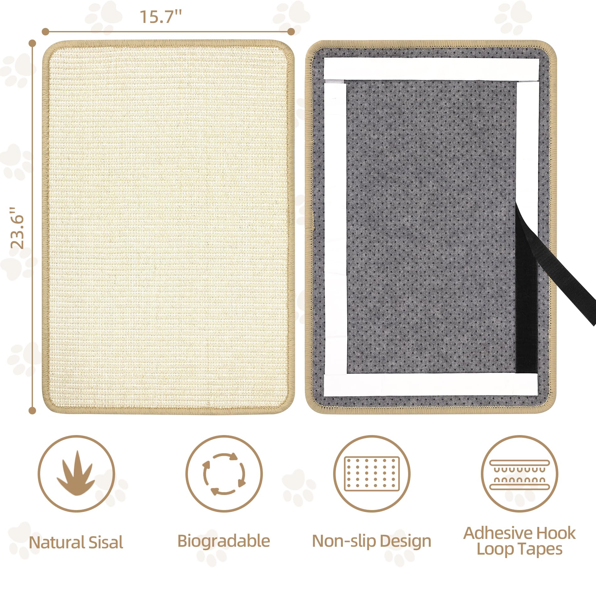 Graciadeco Rascador de pared sisal con adhesivo, fija de forma estable.