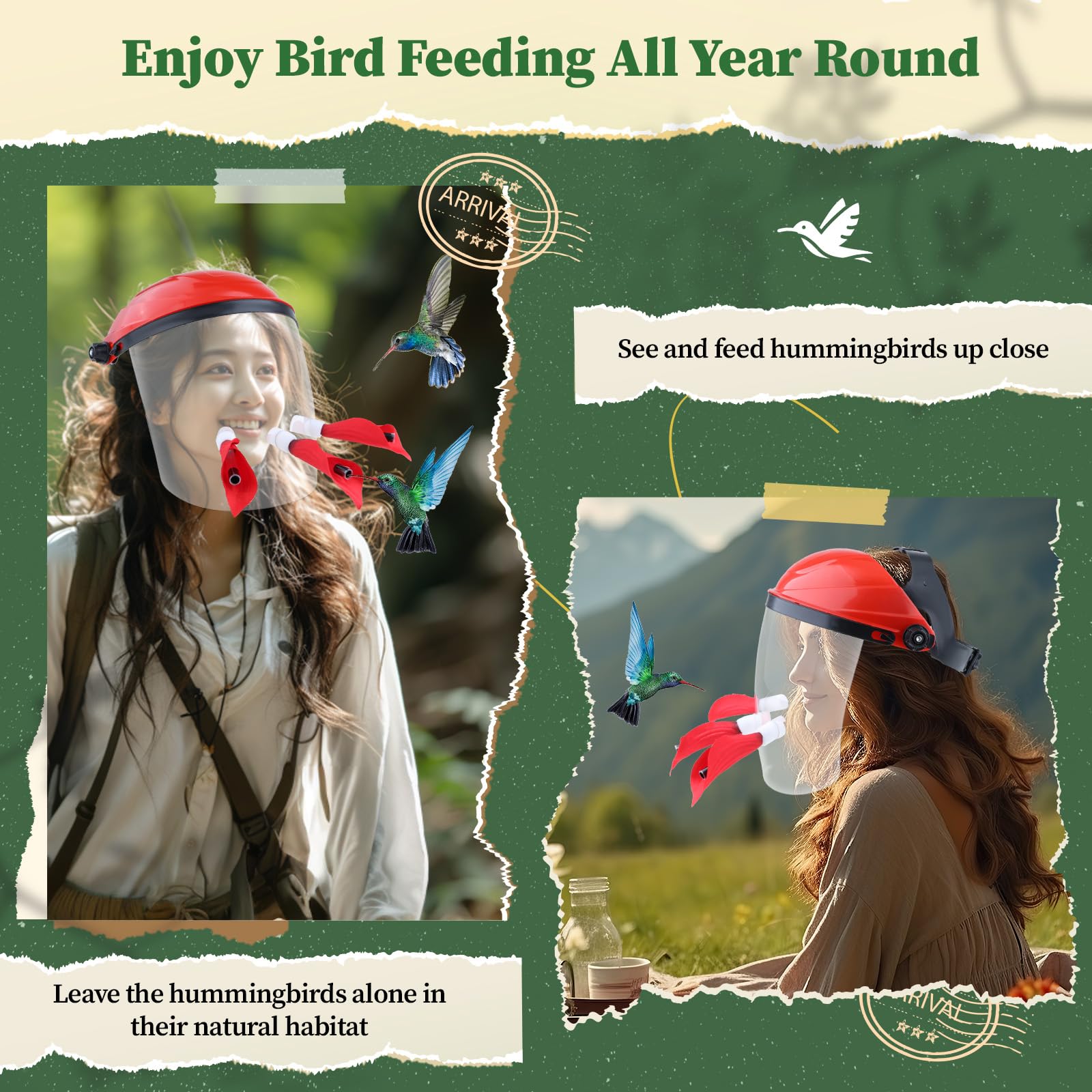Gralara máscara ajustable para alimentador de colibrí, cómodo y práctico.