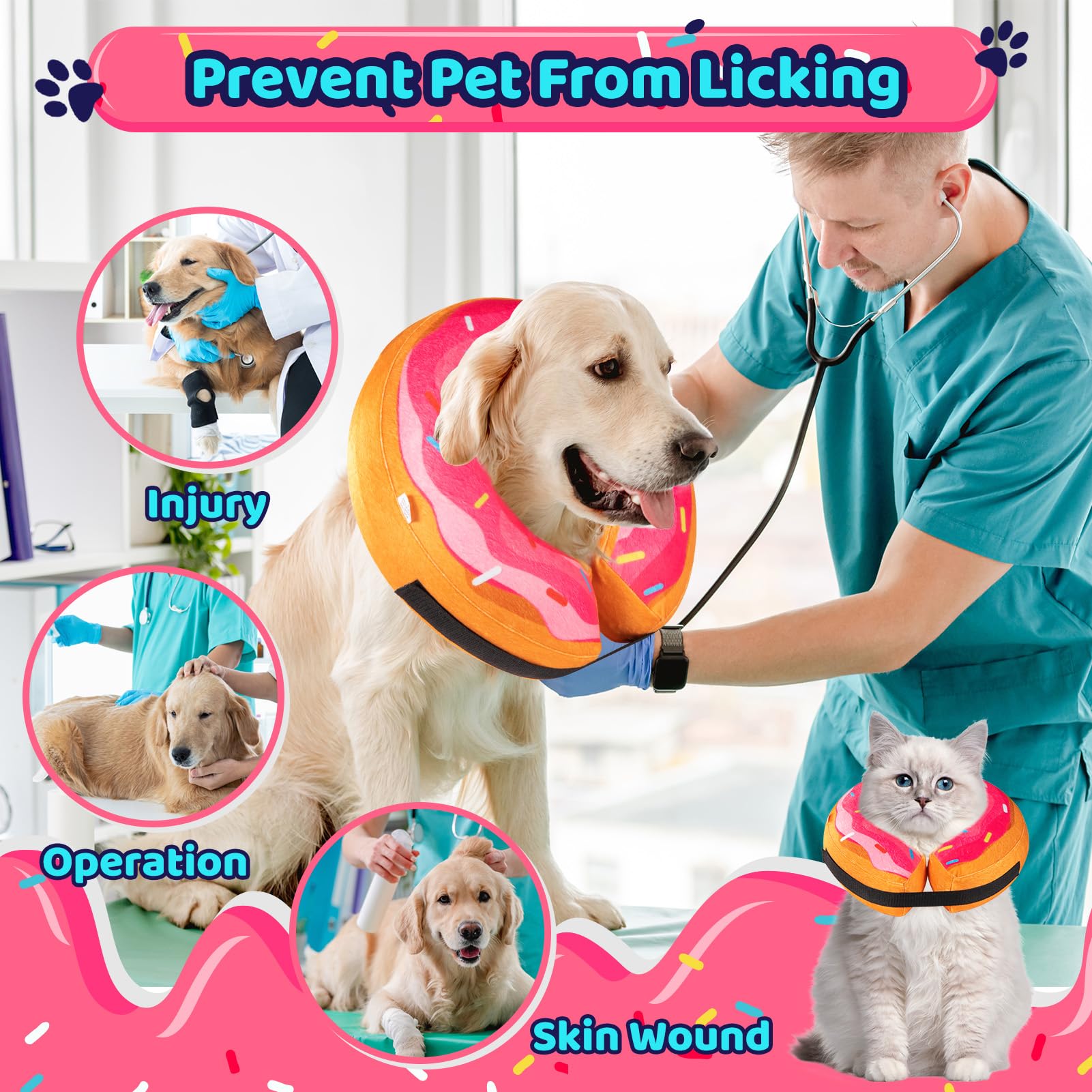 Grand Line Collar inflable para uso diario, rosa y ligero.