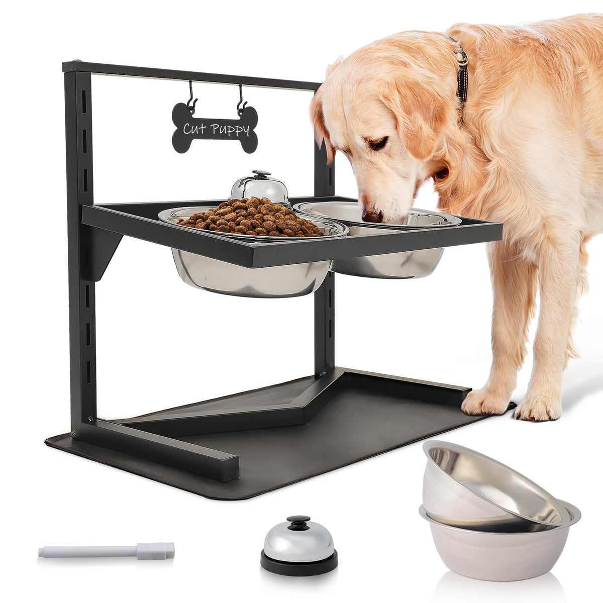 Grand Line comedero elevable para perros con 7 alturas, postura ergonómica y comodidad.